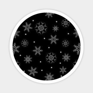 Black and white snowflake winter pattern Magnet